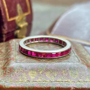 Vintage Ruby Eternity Band Ring, Size 5 3/4