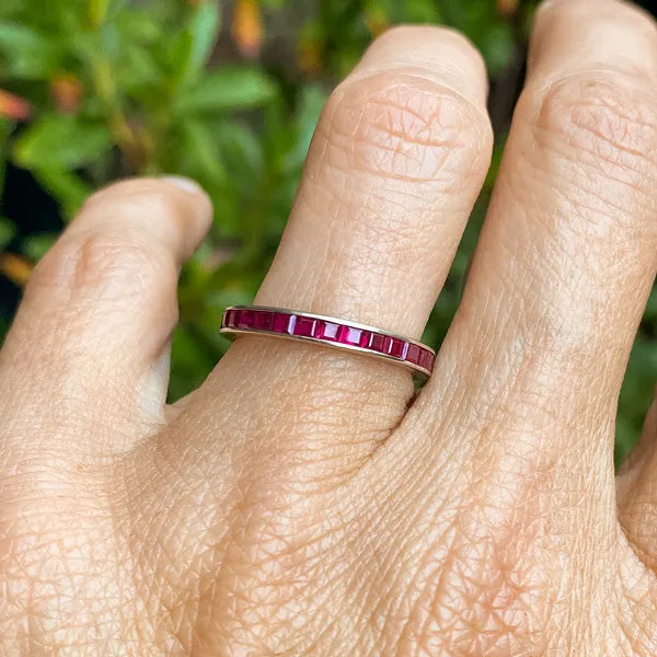 Vintage Ruby Eternity Band Ring, Size 5 3/4