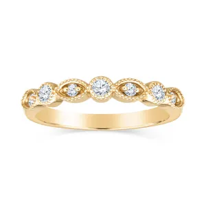 Vintage Style Diamond Wedding Band with Millgrain