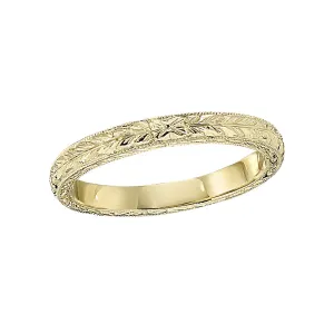 Vintage Style Hand Engraved Gold Band