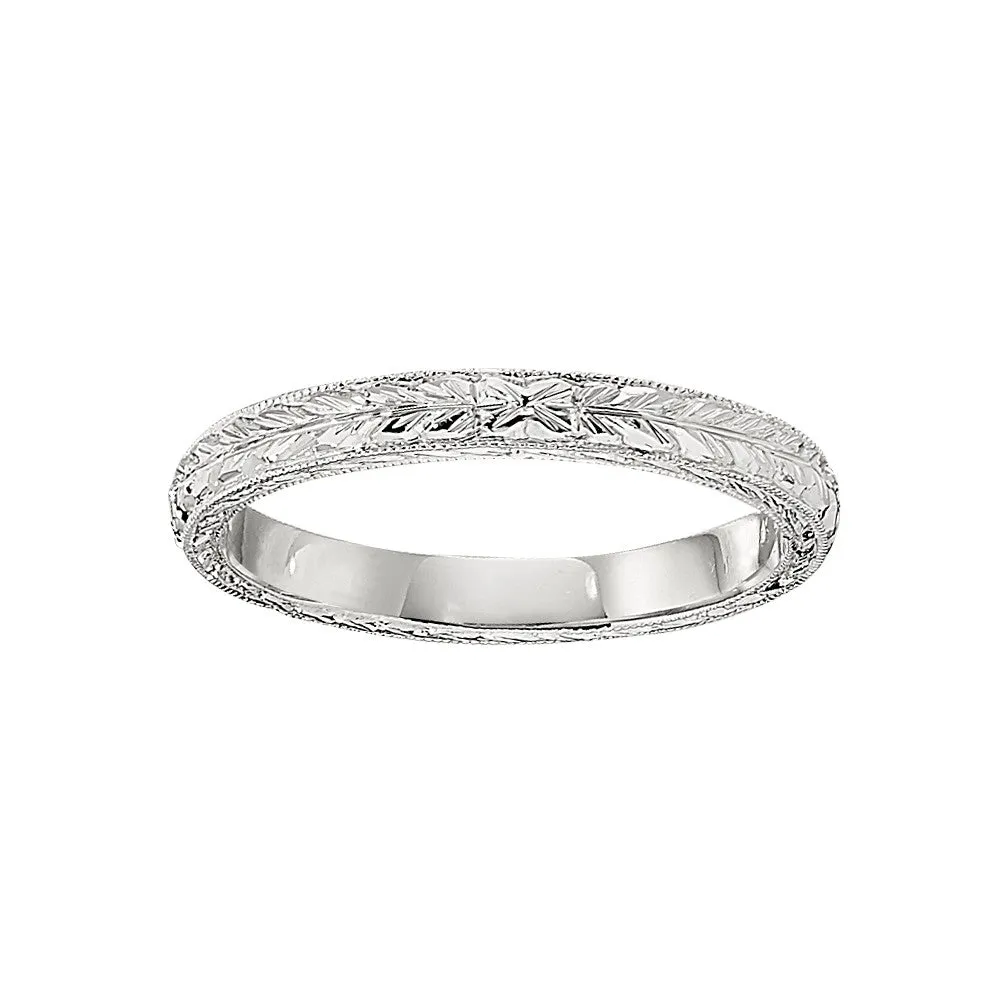 Vintage Style Hand Engraved Gold Band