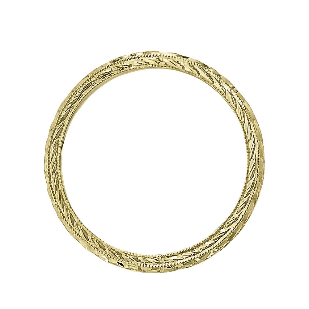 Vintage Style Hand Engraved Gold Band