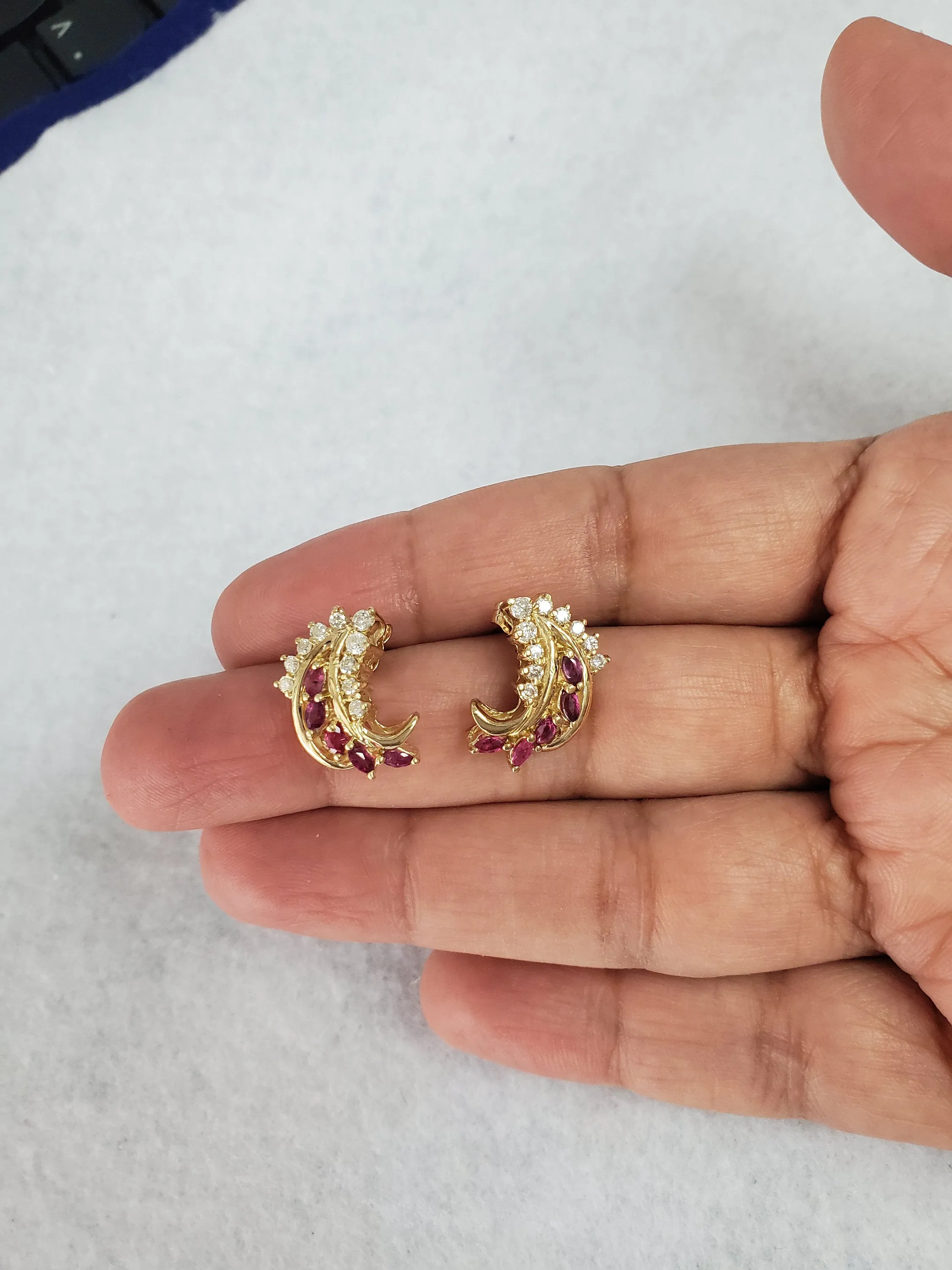 Vintage Style Ruby Diamond Earrings