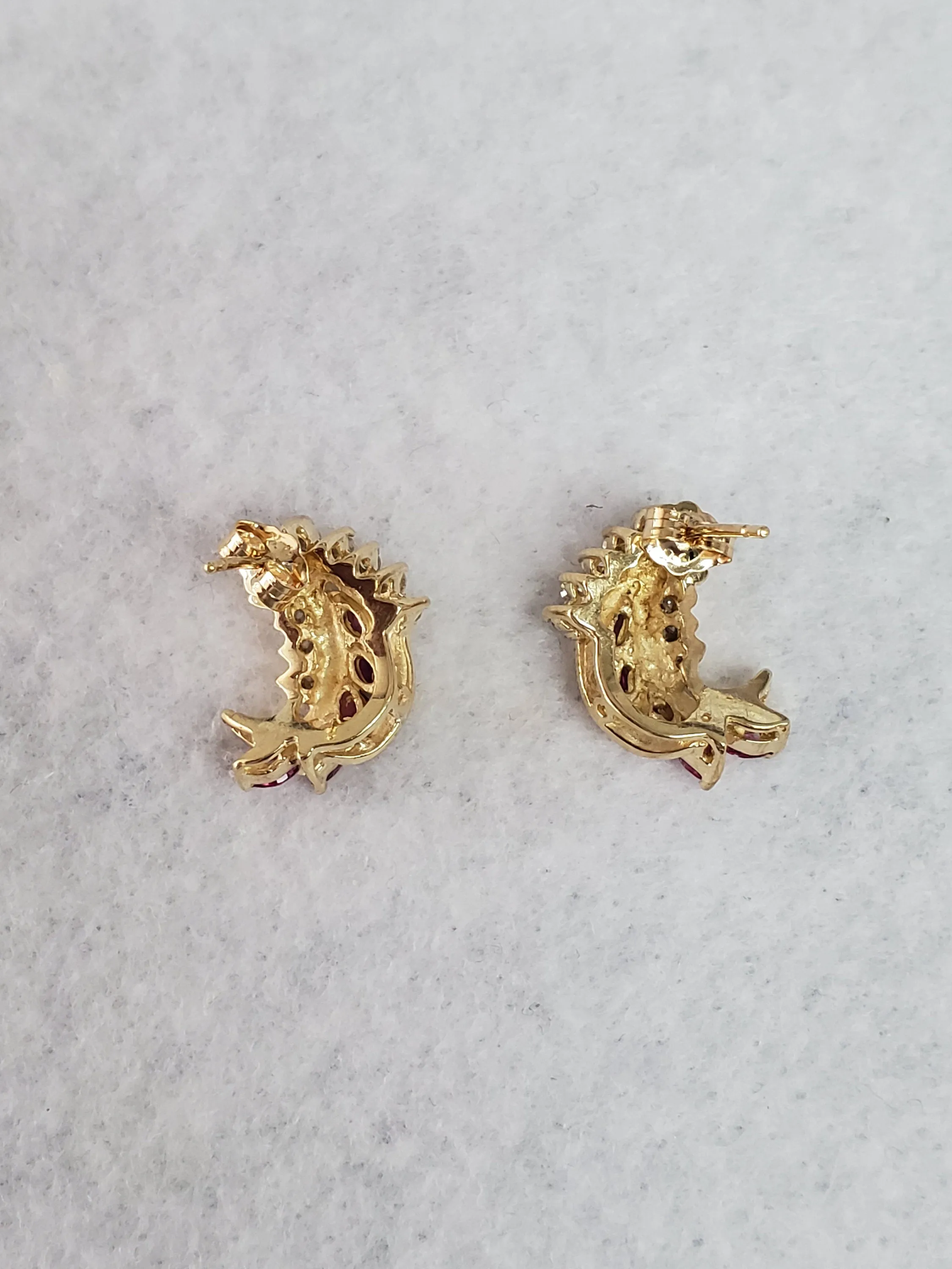 Vintage Style Ruby Diamond Earrings