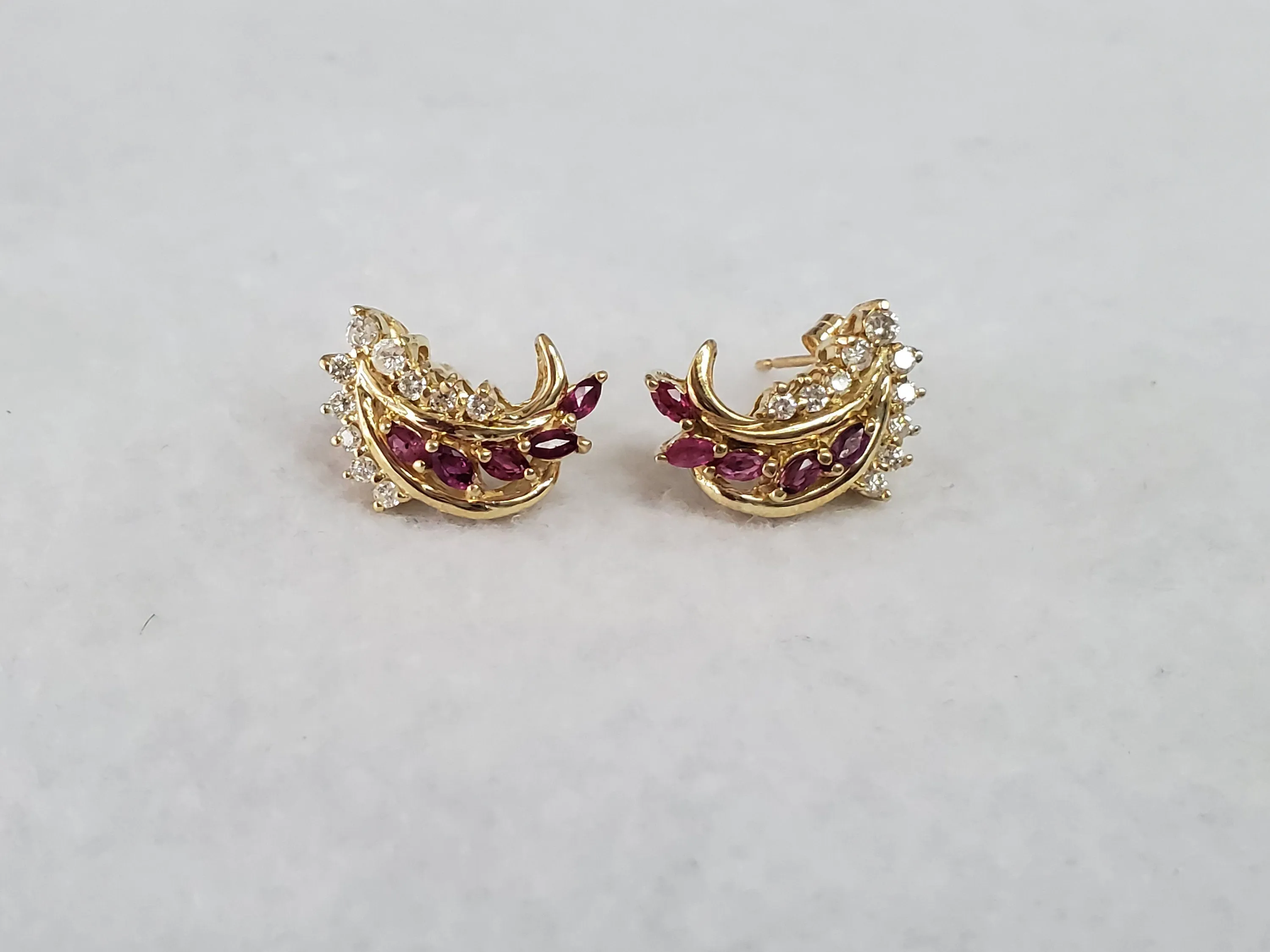 Vintage Style Ruby Diamond Earrings