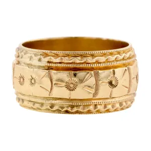 Vintage Wide Patterned Wedding Band Ring, Size 6 3/4