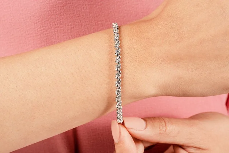 Wavy Hood Link Lab-Grown Diamond Tennis Bracelet with 6.00 ct.(finished) 3.75mm