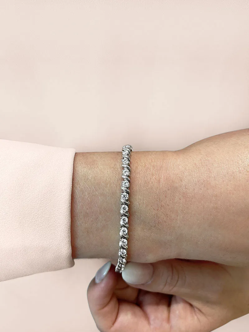 Wavy Hood Link Lab-Grown Diamond Tennis Bracelet with 6.00 ct.(finished) 3.75mm