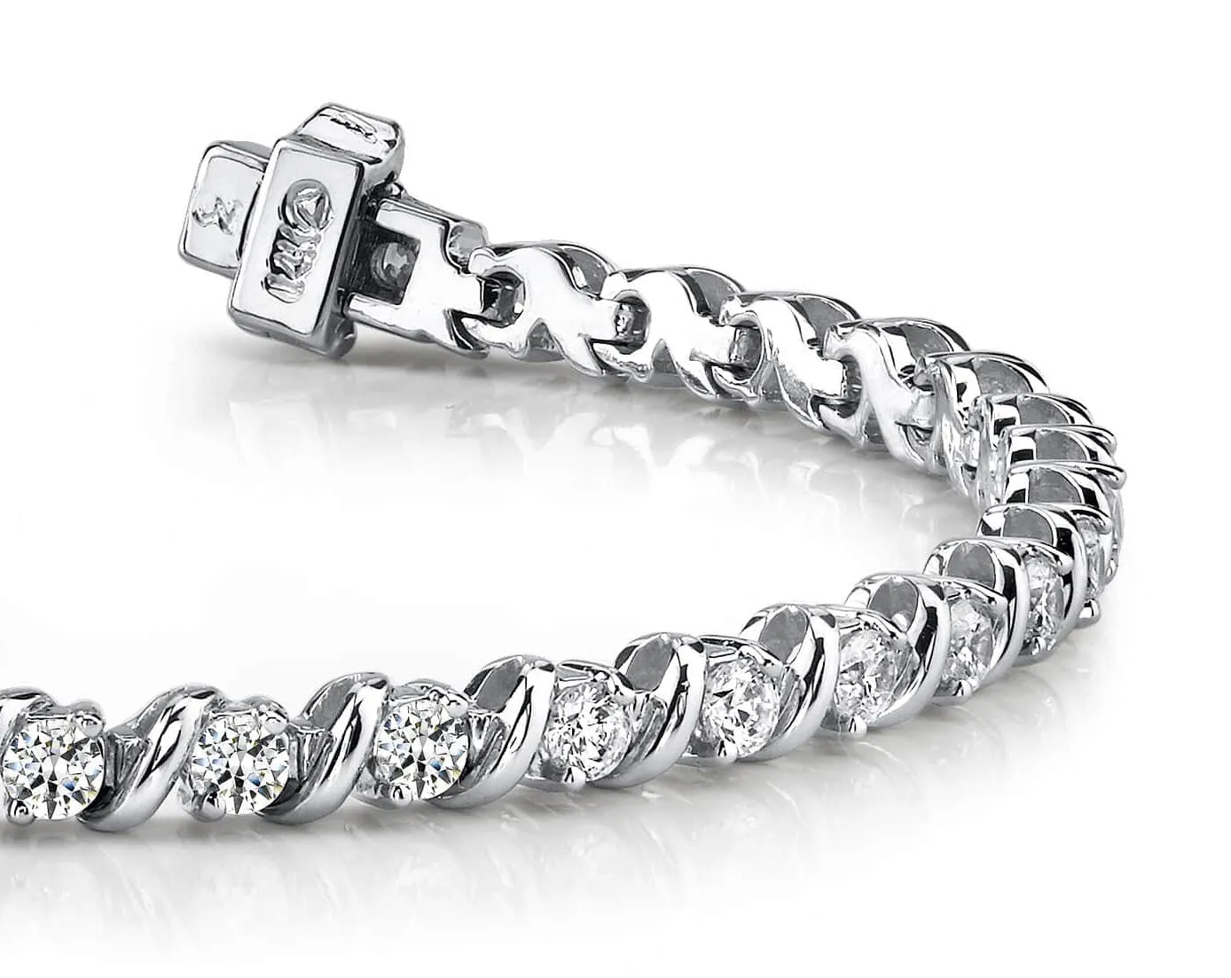 Wavy Hood Link Lab-Grown Diamond Tennis Bracelet with 6.00 ct.(finished) 3.75mm