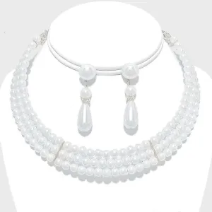 Wedding Jewelry | White Pearl Necklace Set | 145214