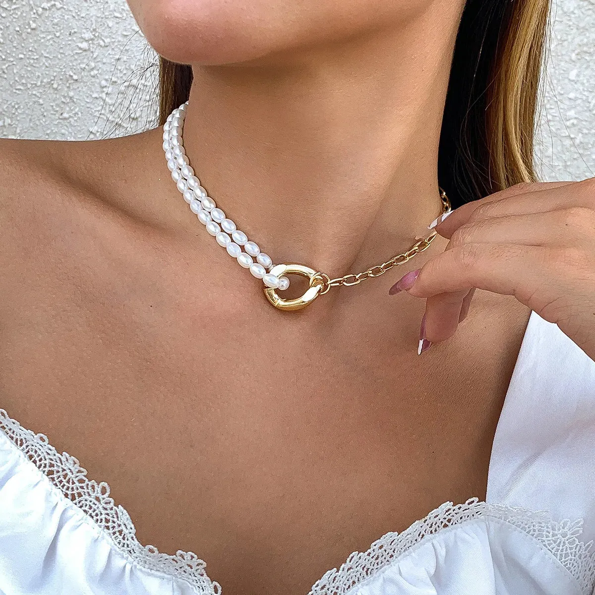 Wedding Party Jewelry Long Black Ribbon Choker Necklace For Women Elegant White Imitation Pearl Beach Vacation Necklaces