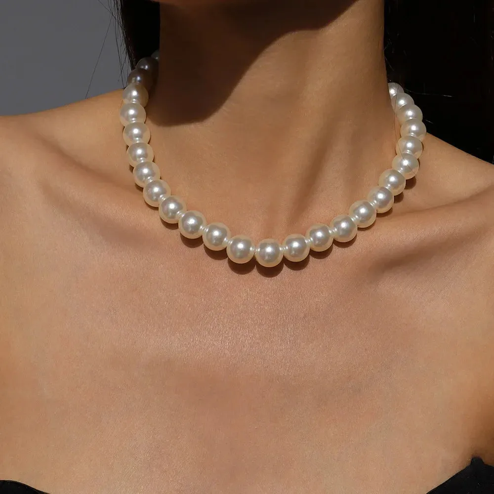 Wedding Party Jewelry Long Black Ribbon Choker Necklace For Women Elegant White Imitation Pearl Beach Vacation Necklaces