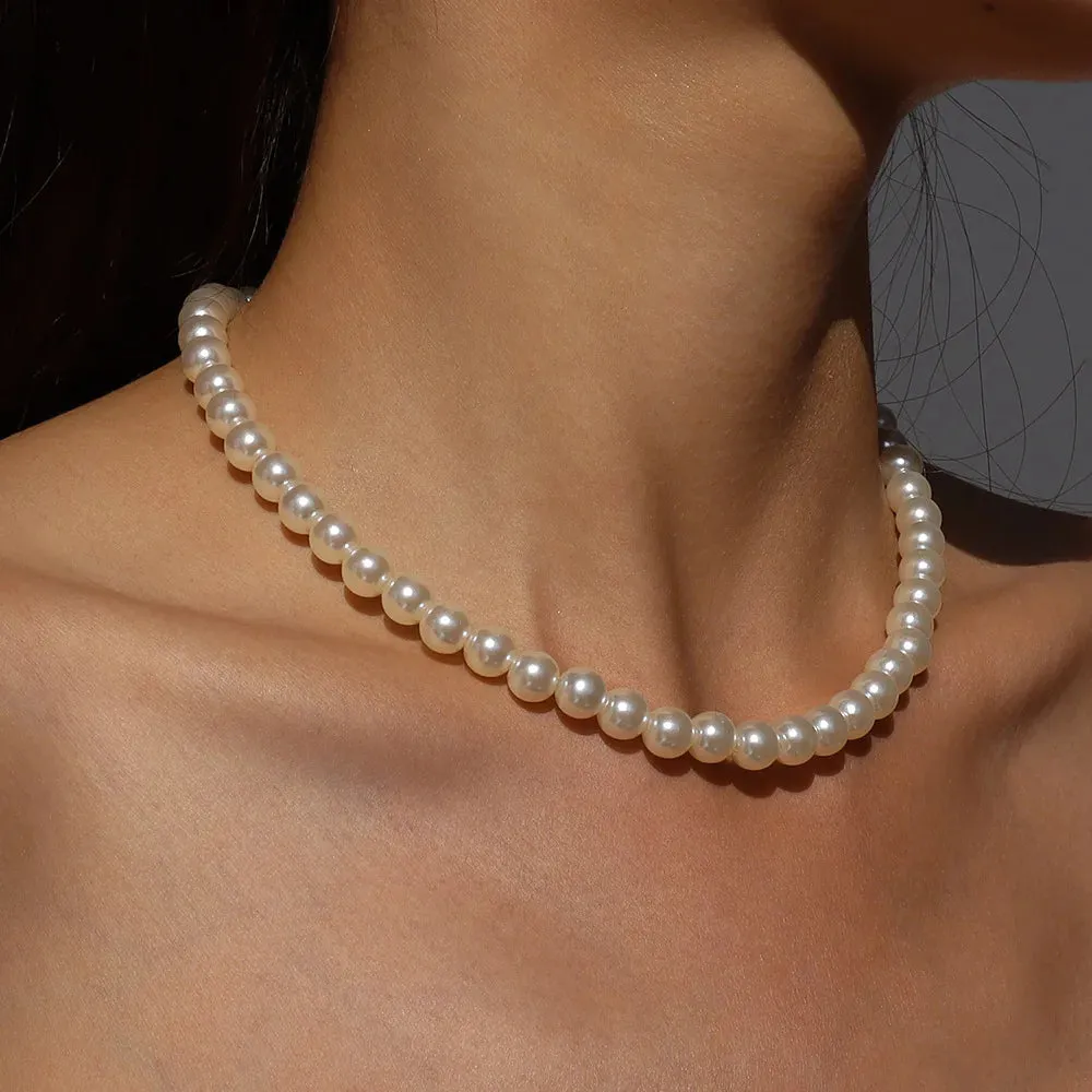 Wedding Party Jewelry Long Black Ribbon Choker Necklace For Women Elegant White Imitation Pearl Beach Vacation Necklaces