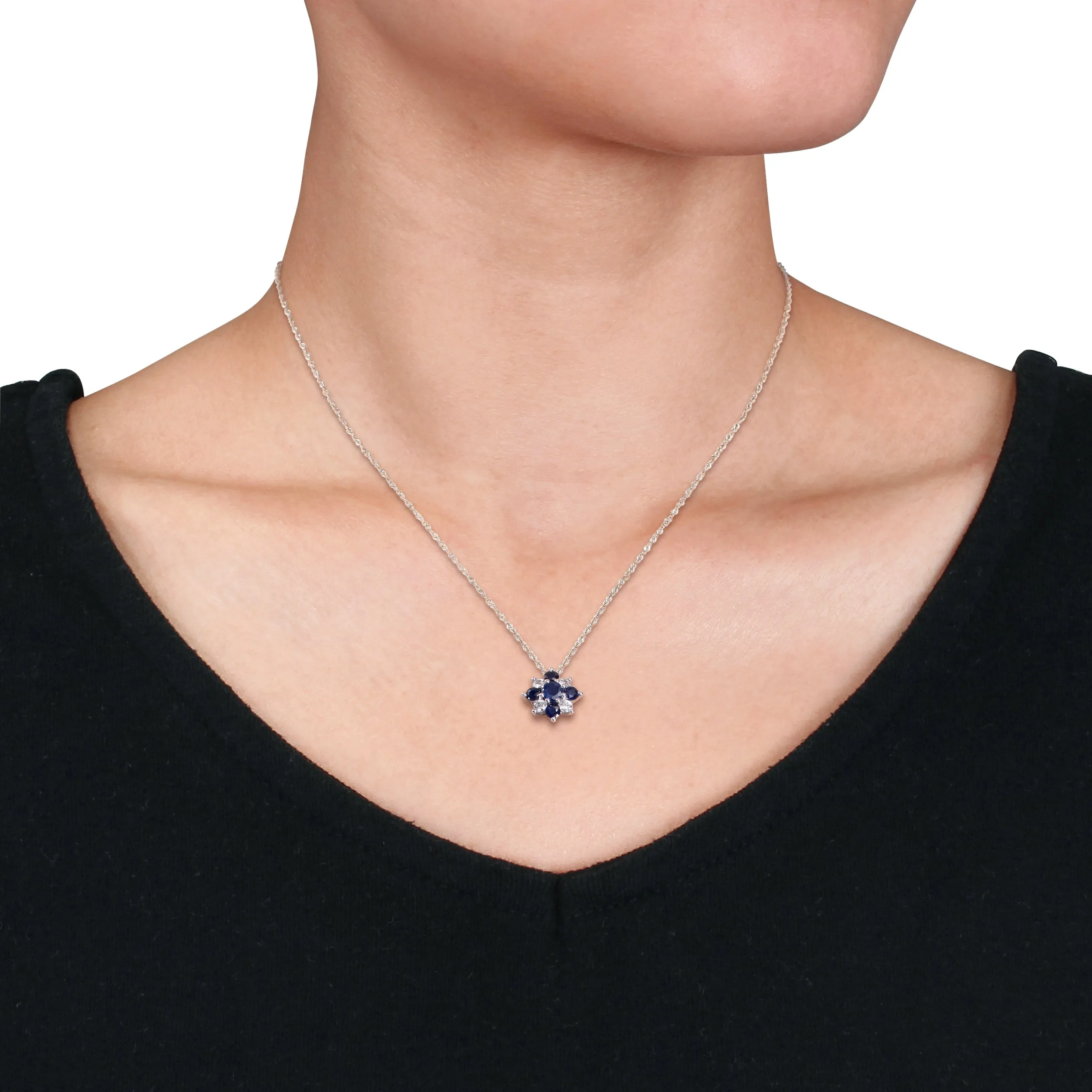 White and Blue Sapphire Pendant