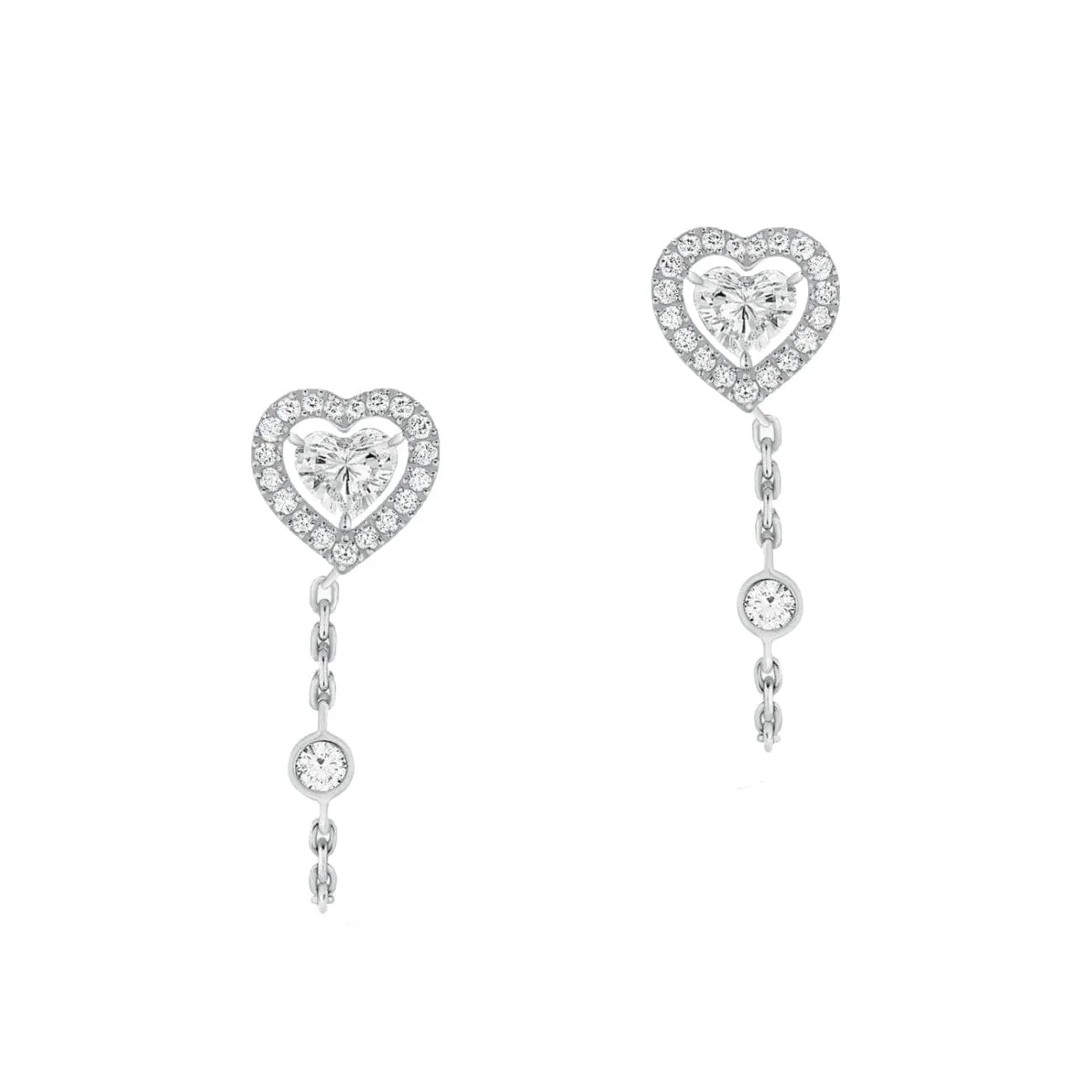 WHITE GOLD DIAMOND EARRINGS JOY CŒUR DIAMOND CHAIN 0,15CTX3