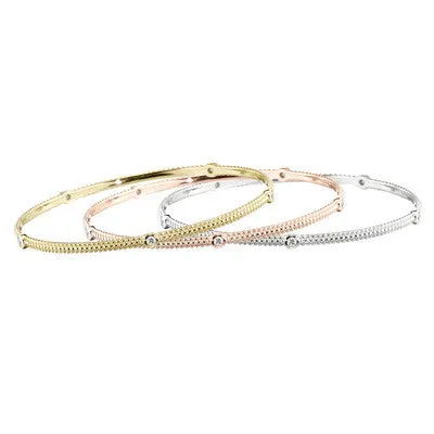 White Gold Diamond Stackable Bracelet Bangle