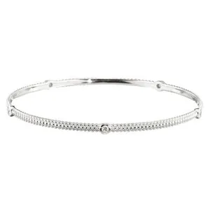 White Gold Diamond Stackable Bracelet Bangle