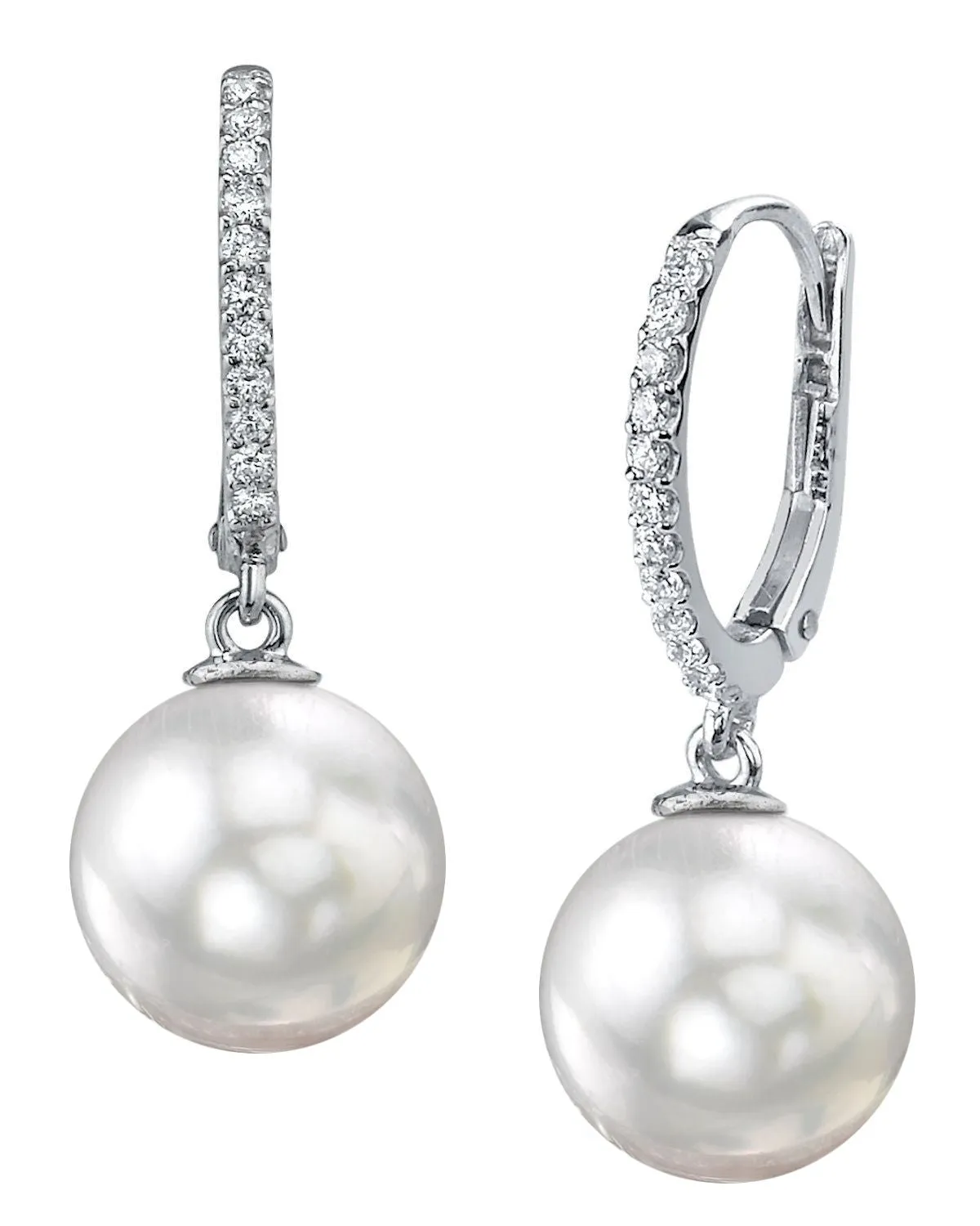 White South Sea Pearl & Diamond Metropolis Dangle Earrings