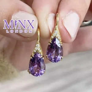 Womens Diamond Earrings | Purple Diamond Earrings | Earrings | Diamond Earrings | Teardrop Earrings | Womens Earrings | Dangle Earrings