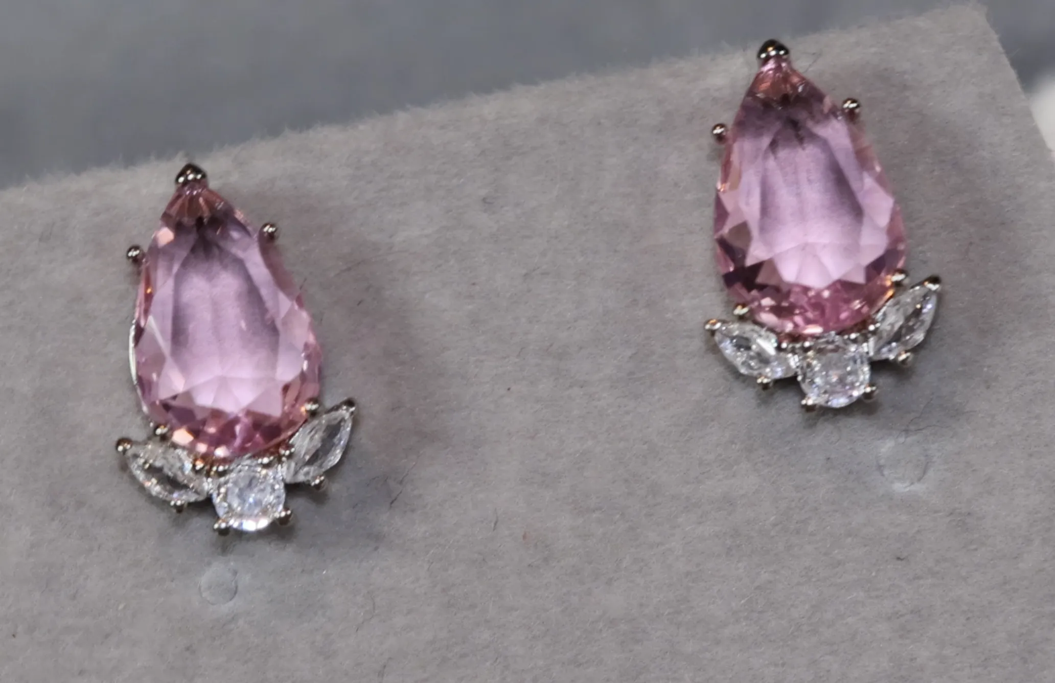 Womens Ear Studs | Pear Shape Earrings | Teardrop Earrings | Pink Diamond Earrings | Teardrop Earrings | Womens Earrings | Stud Earrings