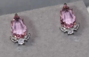 Womens Ear Studs | Pear Shape Earrings | Teardrop Earrings | Pink Diamond Earrings | Teardrop Earrings | Womens Earrings | Stud Earrings