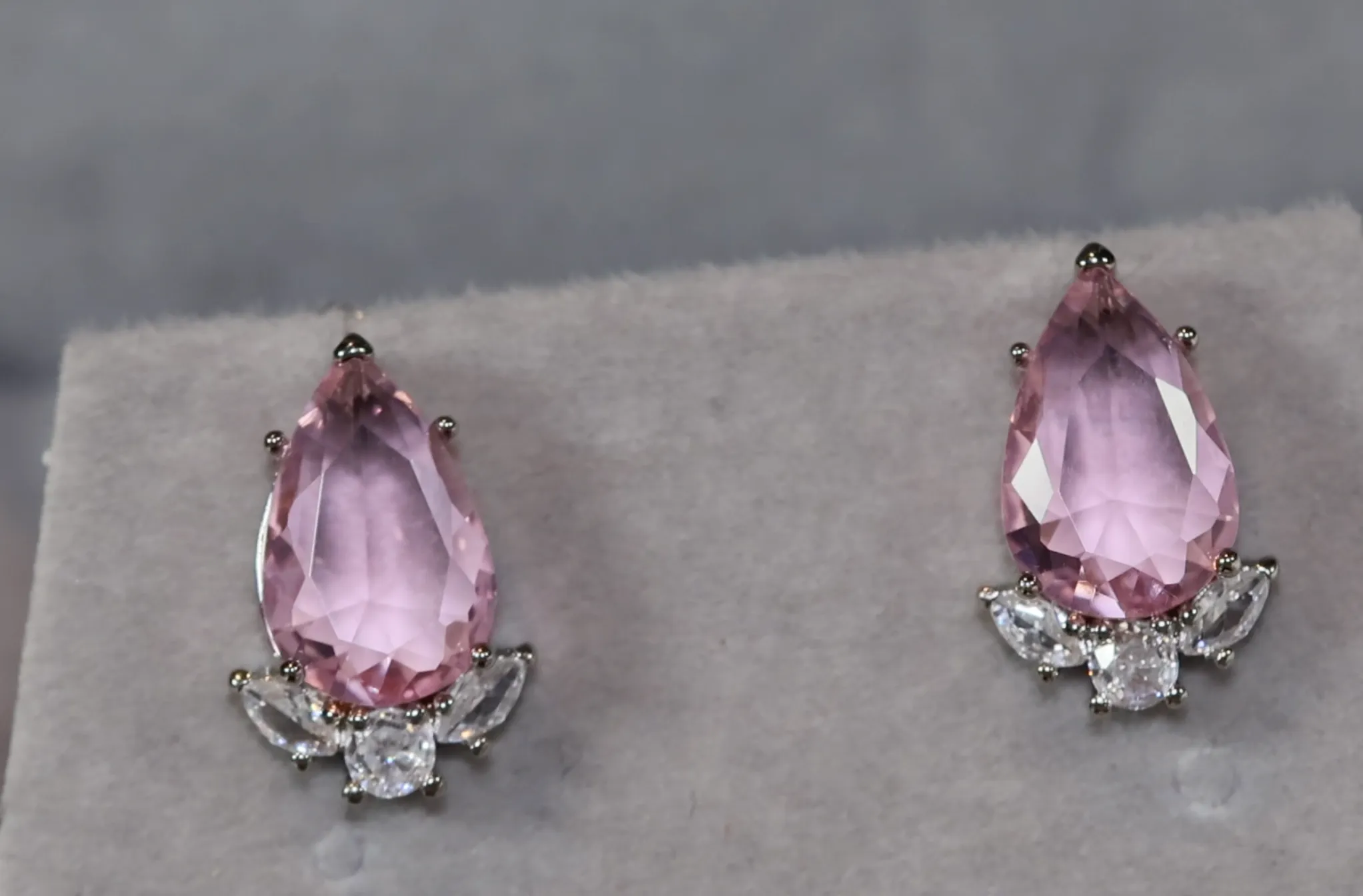 Womens Ear Studs | Pear Shape Earrings | Teardrop Earrings | Pink Diamond Earrings | Teardrop Earrings | Womens Earrings | Stud Earrings