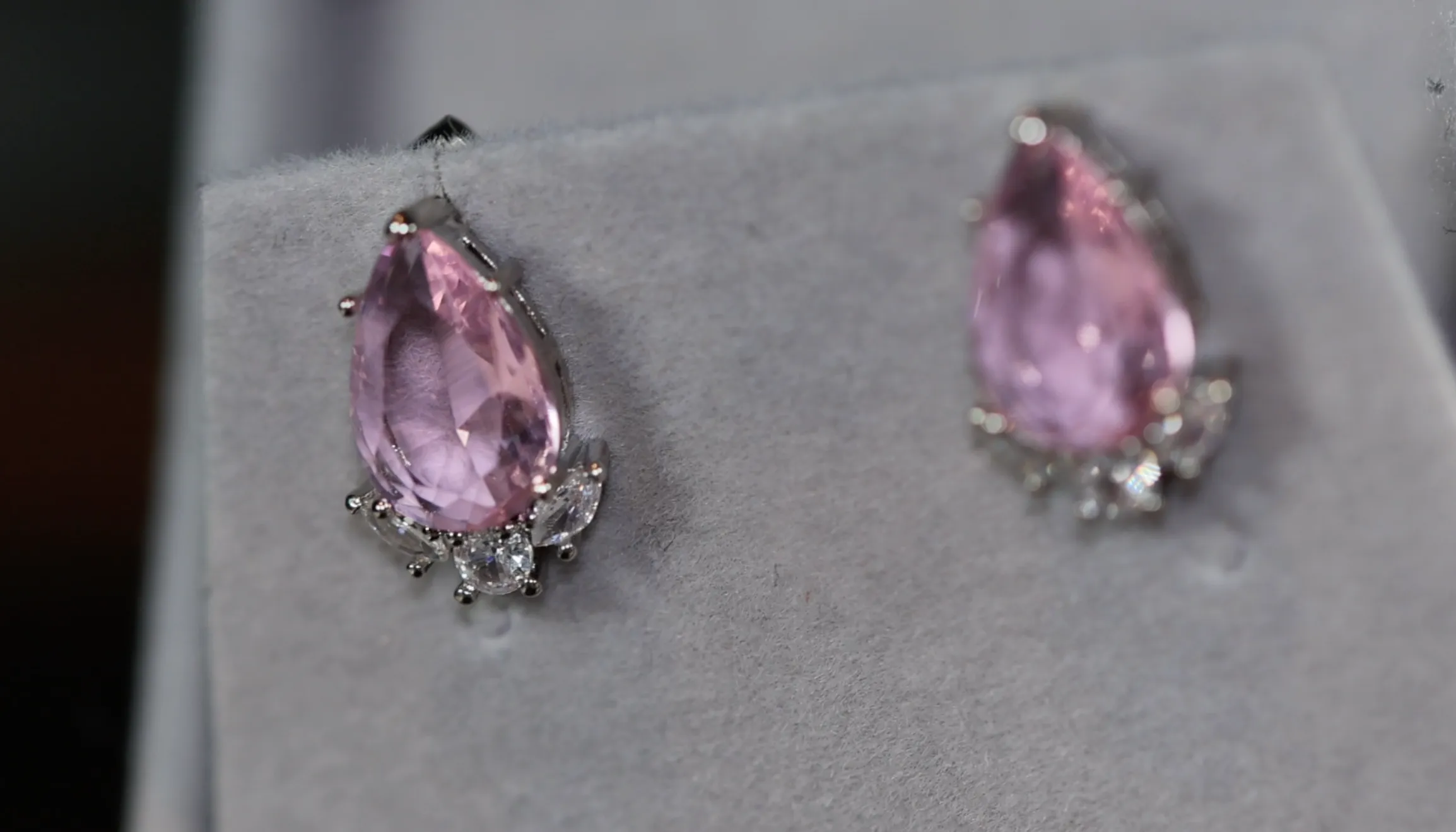 Womens Ear Studs | Pear Shape Earrings | Teardrop Earrings | Pink Diamond Earrings | Teardrop Earrings | Womens Earrings | Stud Earrings