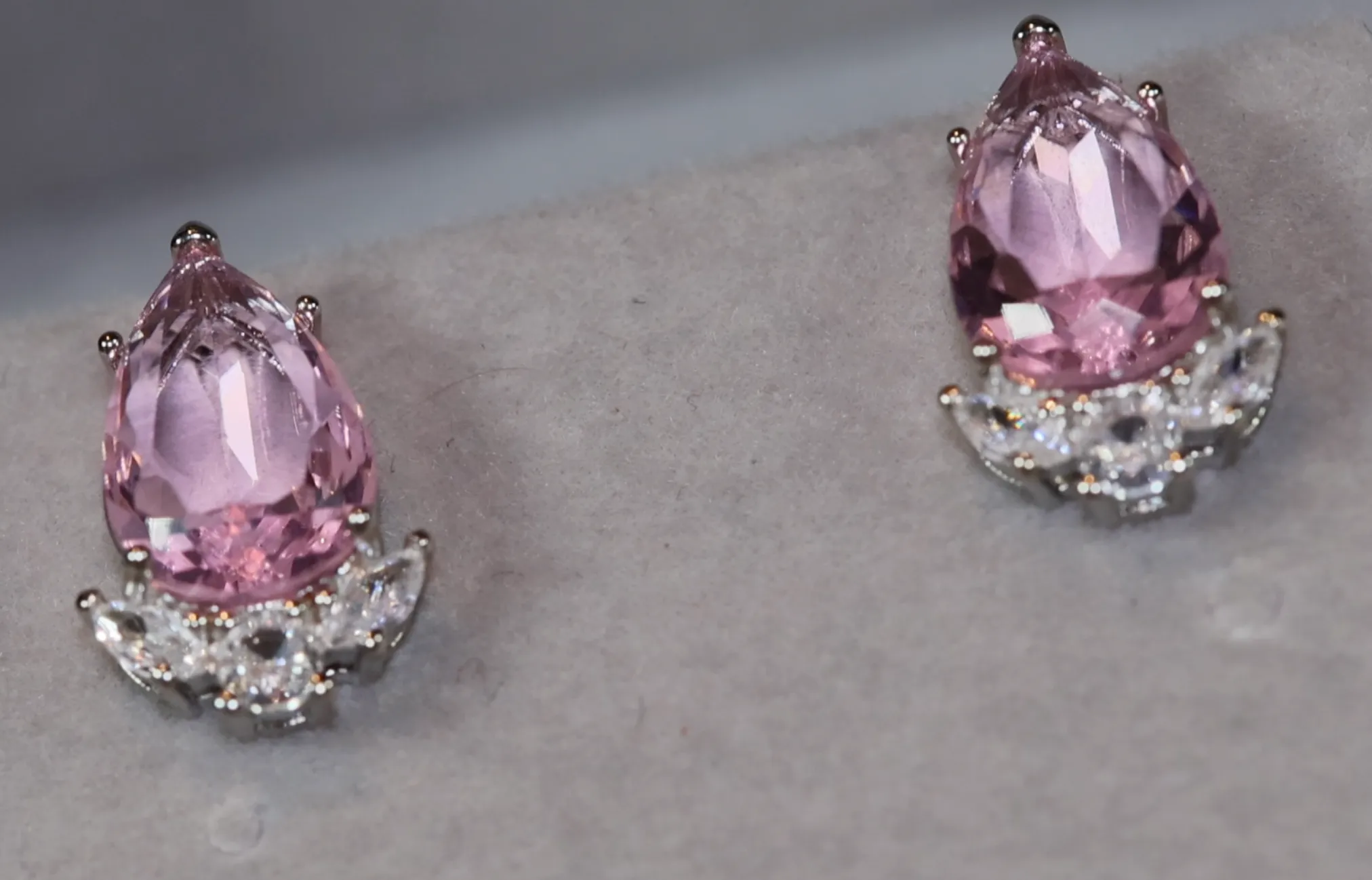 Womens Ear Studs | Pear Shape Earrings | Teardrop Earrings | Pink Diamond Earrings | Teardrop Earrings | Womens Earrings | Stud Earrings