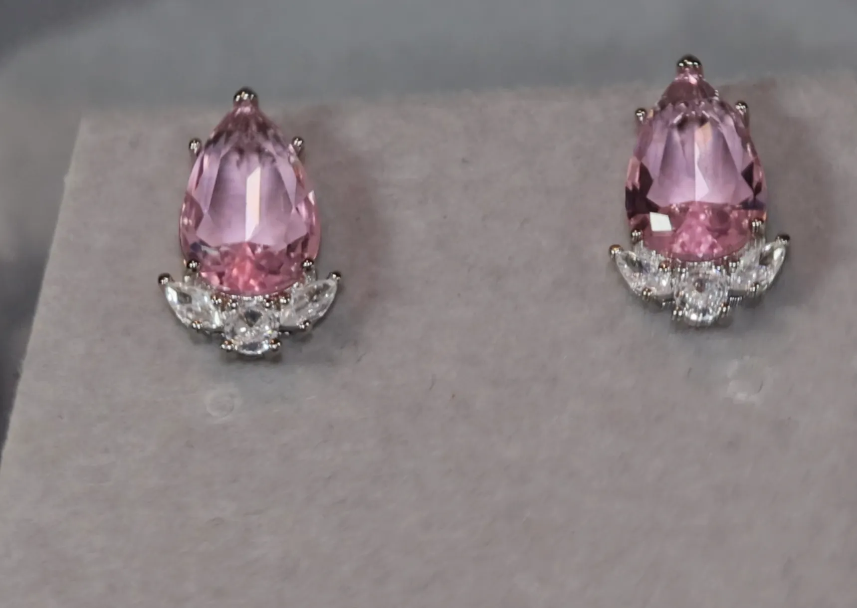 Womens Ear Studs | Pear Shape Earrings | Teardrop Earrings | Pink Diamond Earrings | Teardrop Earrings | Womens Earrings | Stud Earrings