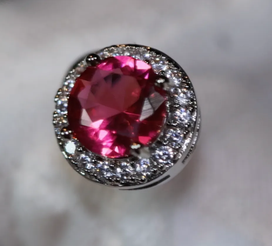 Womens Pink Diamond Ear Studs