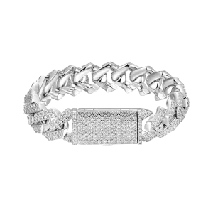 Women's Round Cut Prong Cuban Link Bracelet - 12mm