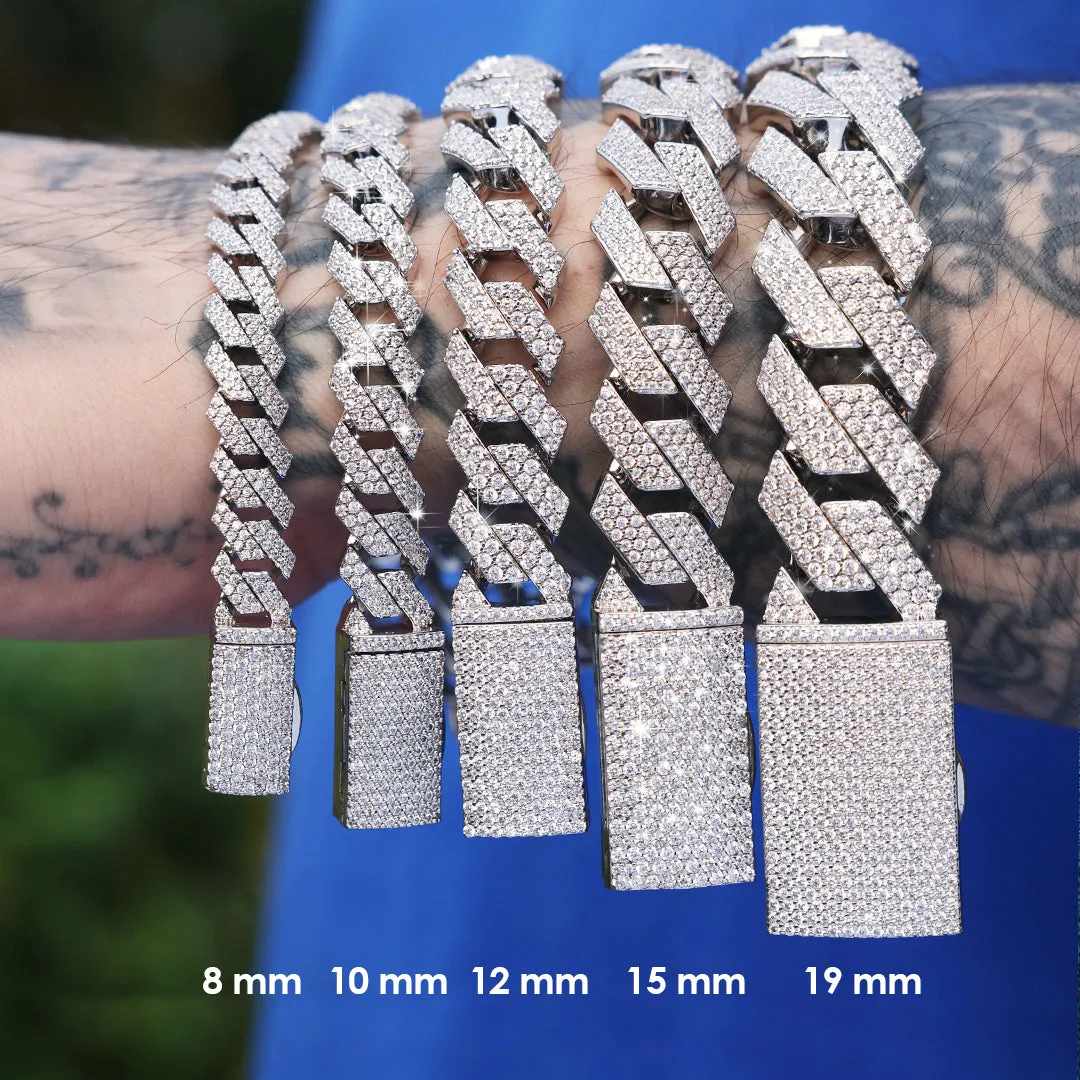 Women's Round Cut Prong Cuban Link Bracelet - 12mm