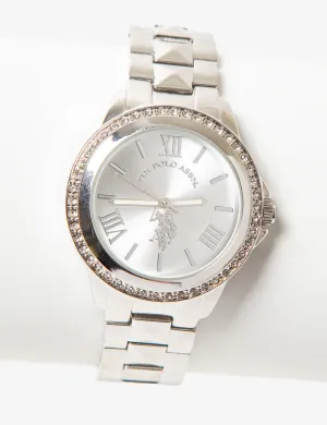 WOMENS SILVER FACE DIAMOND BRACELET WATCH