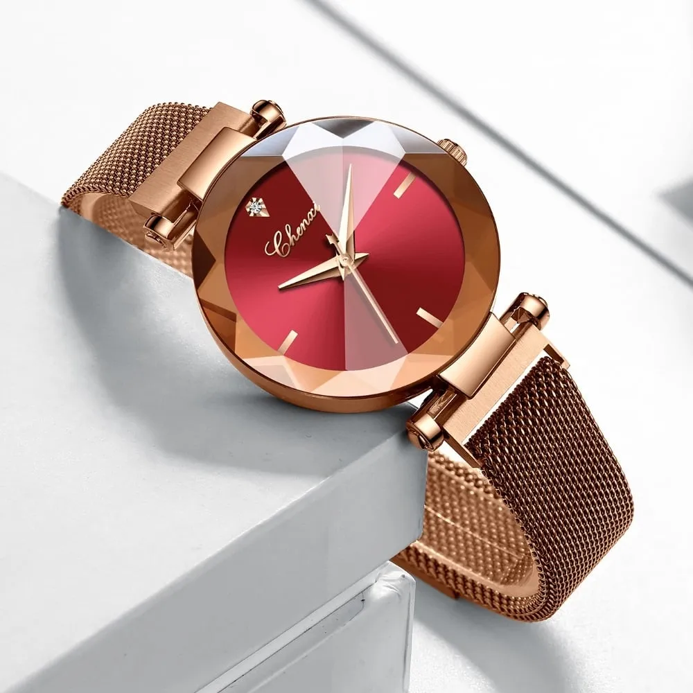 Women's Stylish Diamond Dial Watch