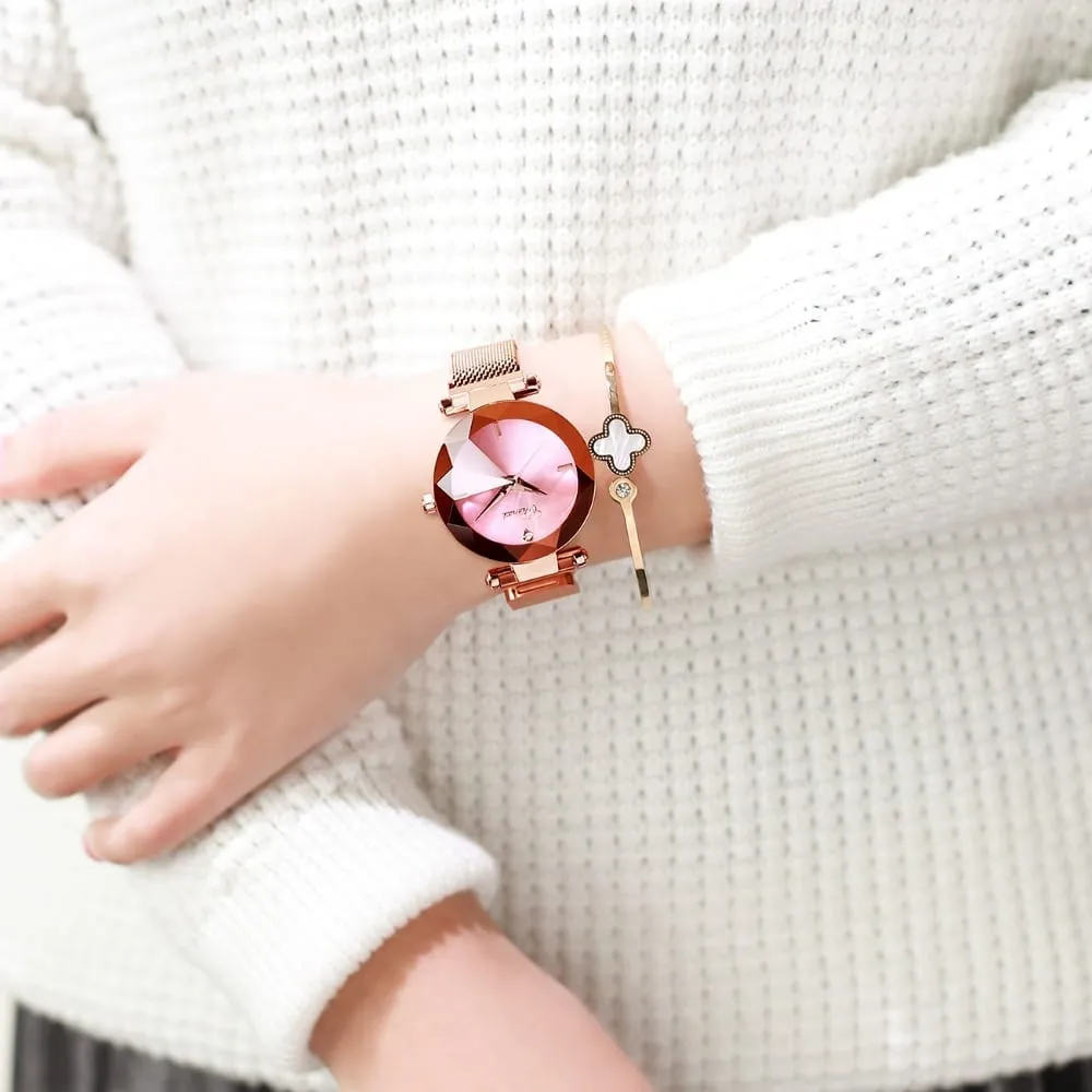 Women's Stylish Diamond Dial Watch