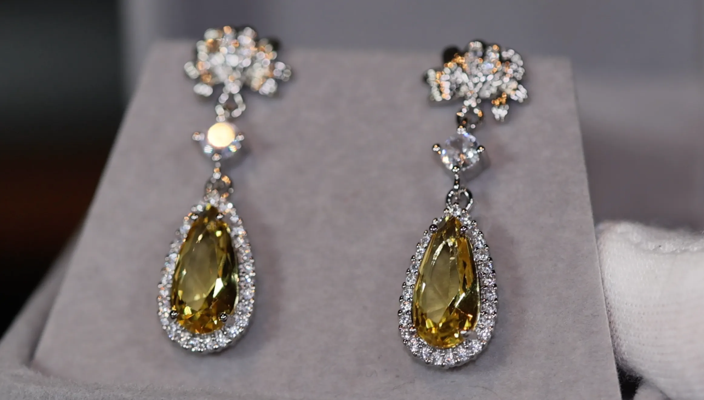 Yellow Diamond Earrings | Classy Diamond Earrings | Womens Earrings | Dangle Earrings