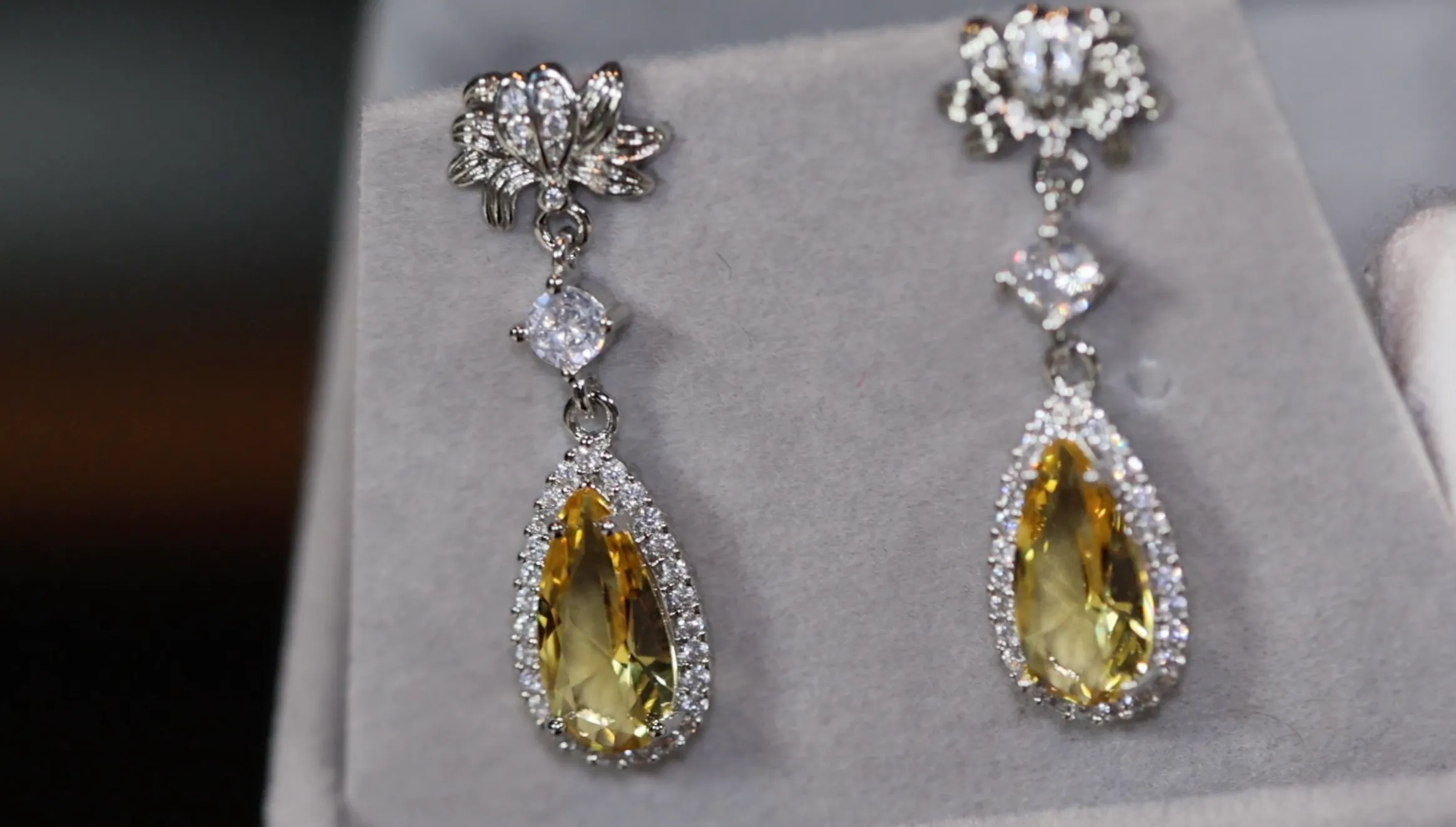 Yellow Diamond Earrings | Classy Diamond Earrings | Womens Earrings | Dangle Earrings