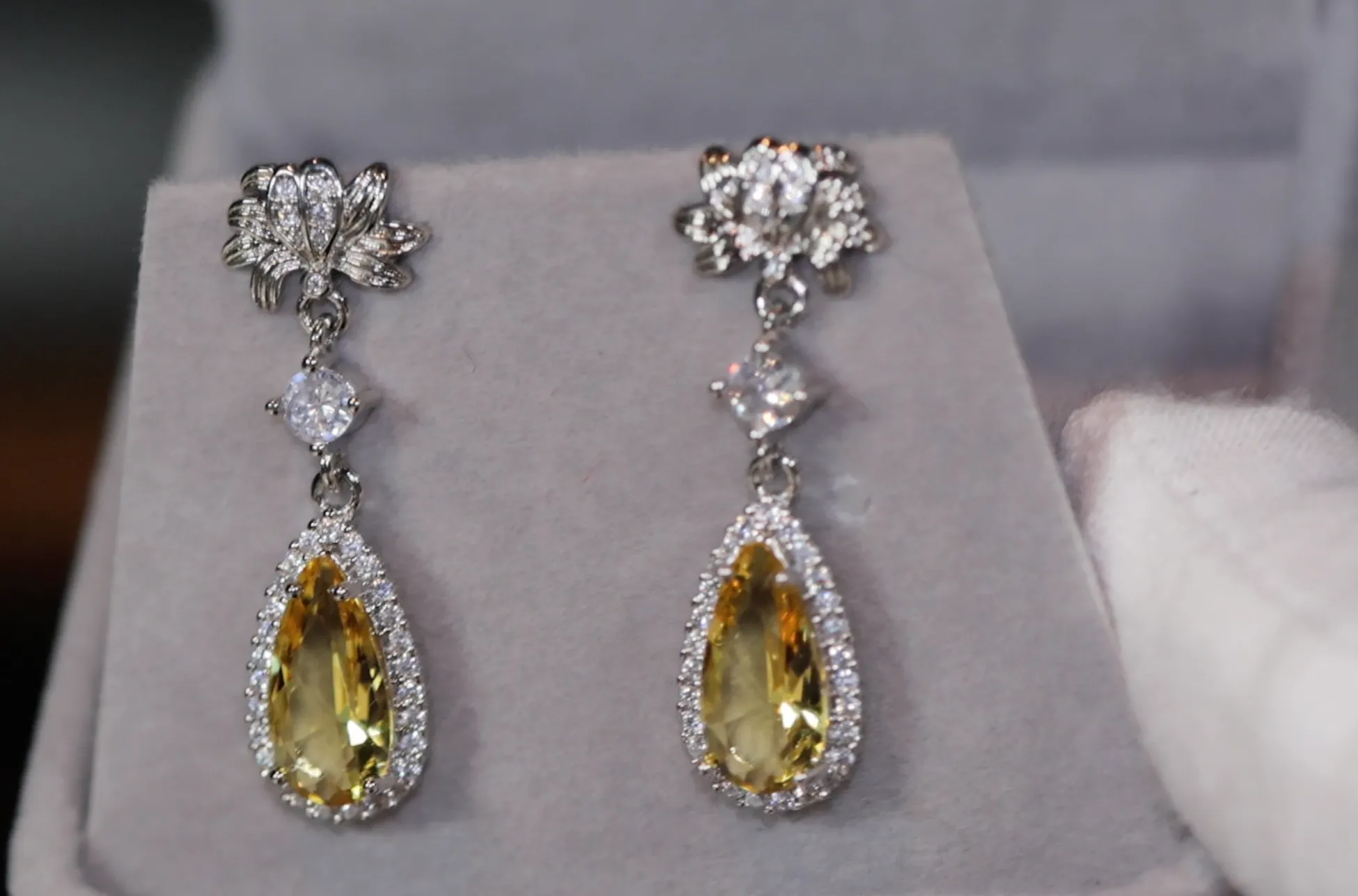 Yellow Diamond Earrings | Classy Diamond Earrings | Womens Earrings | Dangle Earrings