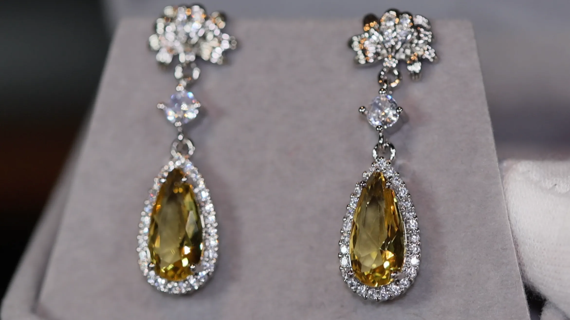Yellow Diamond Earrings | Classy Diamond Earrings | Womens Earrings | Dangle Earrings