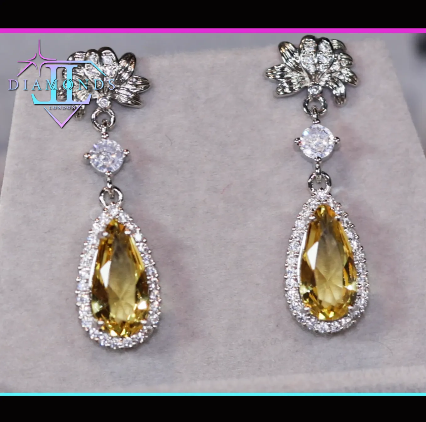 Yellow Diamond Earrings | Classy Diamond Earrings | Womens Earrings | Dangle Earrings