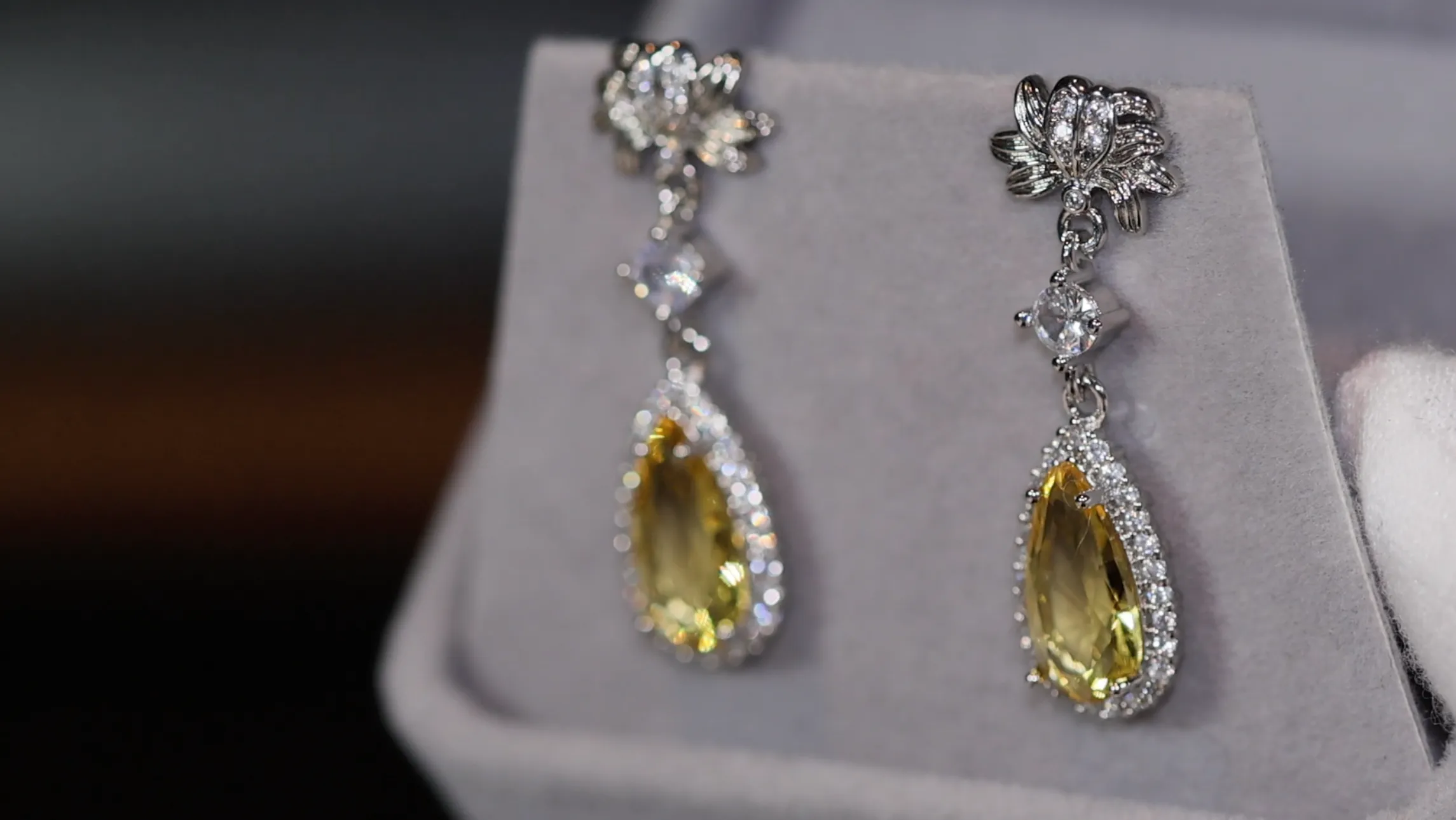 Yellow Diamond Earrings | Classy Diamond Earrings | Womens Earrings | Dangle Earrings