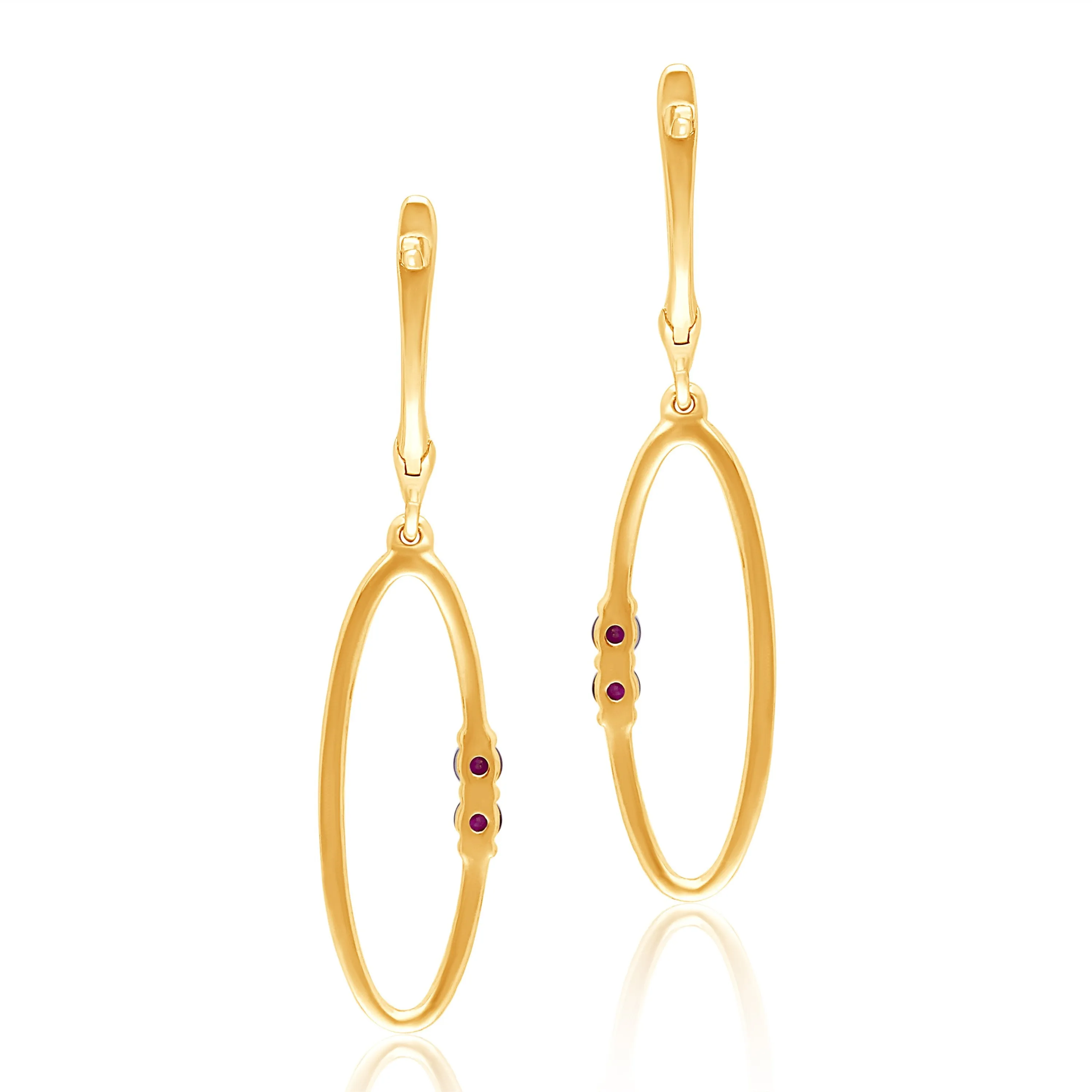 Yellow Gold Ruby & White Diamond Heirloom Earrings