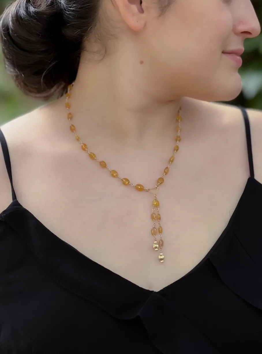 Yellow Sapphire Lariat Necklace