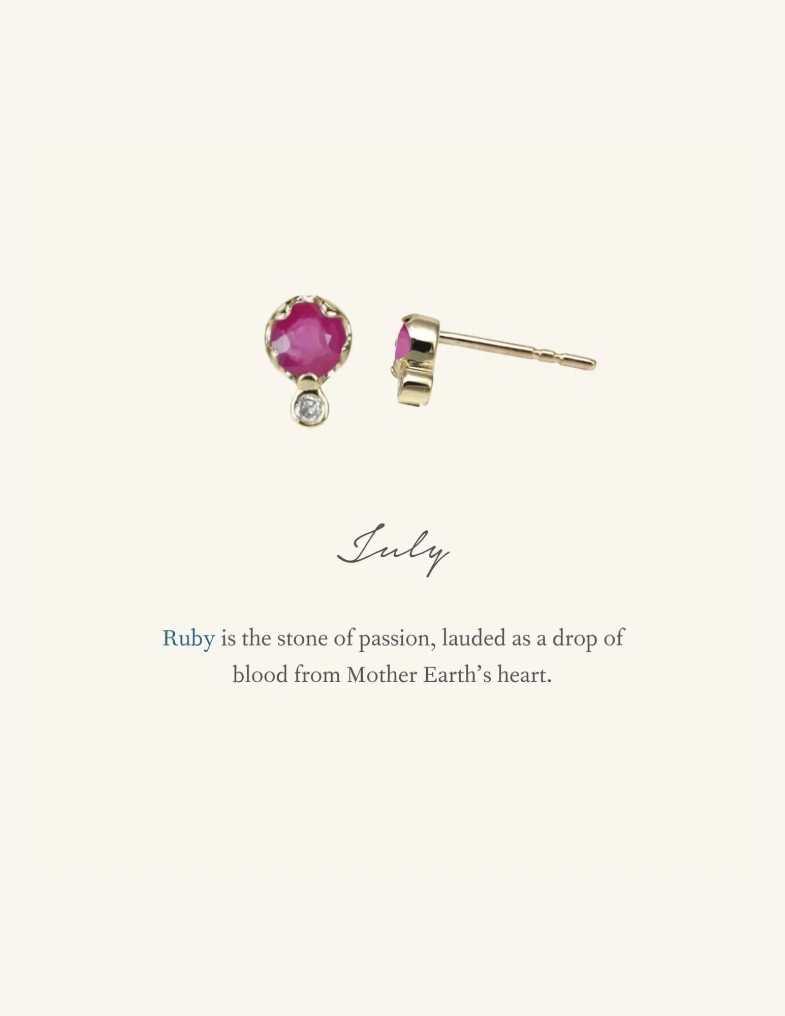 Zahava Heirlooms Ruby Diamond Earrings (July)