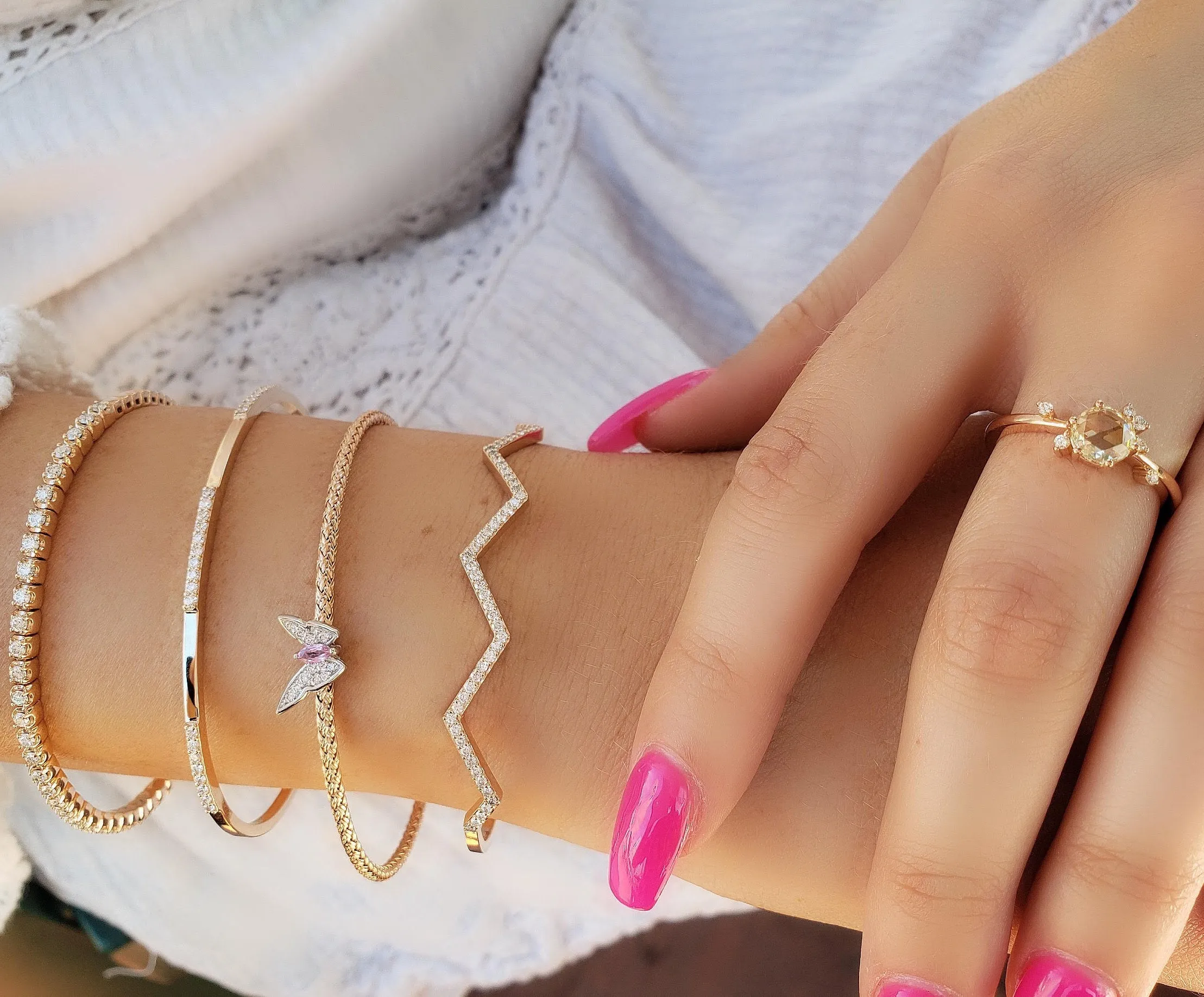 Zig Zag Diamond Cuff Bangle