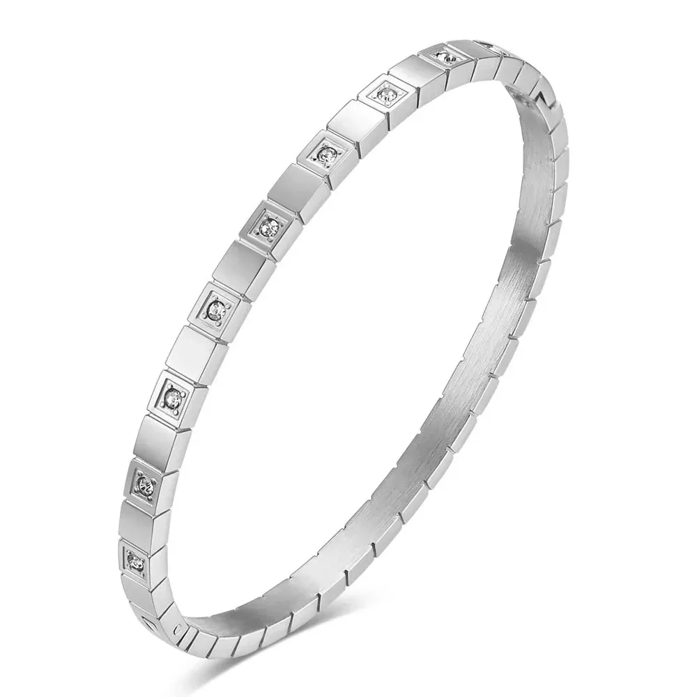 Zircon Geometric Bracelet Accessories Personalized Simple Versatile Titanium Steel Hand Bracelet Female Jewelry