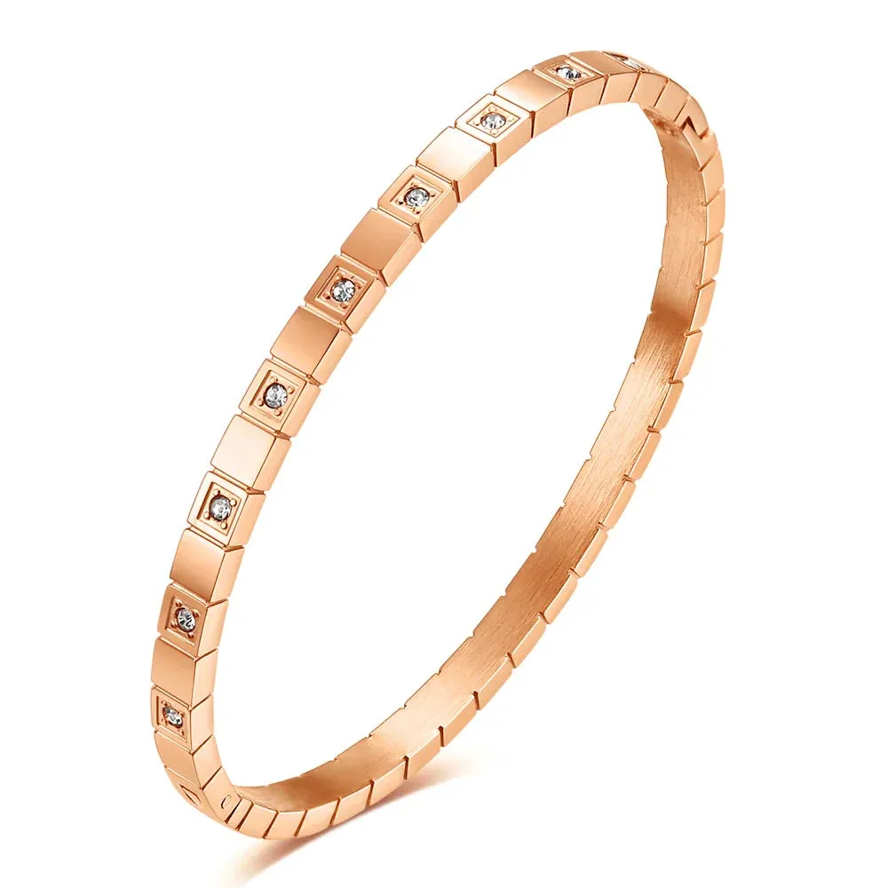 Zircon Geometric Bracelet Accessories Personalized Simple Versatile Titanium Steel Hand Bracelet Female Jewelry