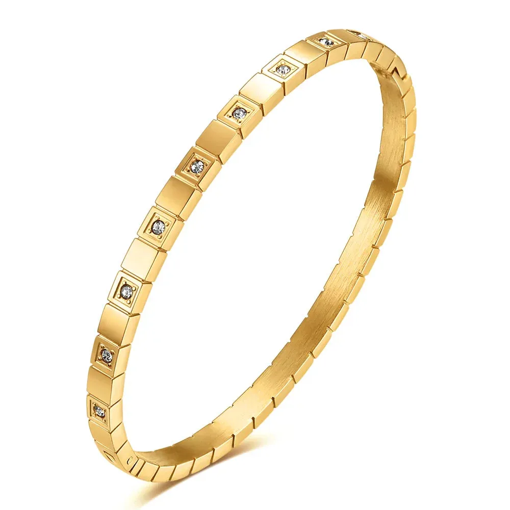 Zircon Geometric Bracelet Accessories Personalized Simple Versatile Titanium Steel Hand Bracelet Female Jewelry