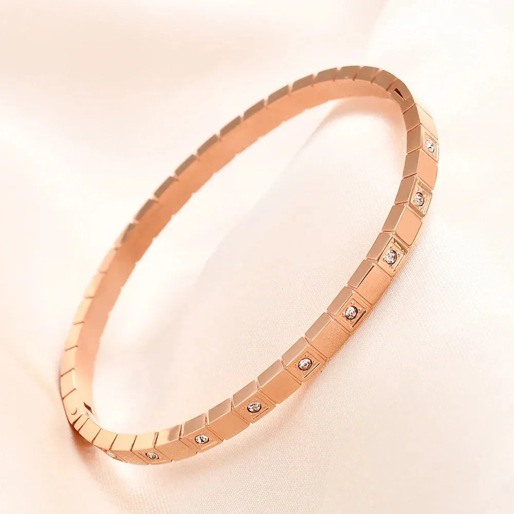 Zircon Geometric Bracelet Accessories Personalized Simple Versatile Titanium Steel Hand Bracelet Female Jewelry